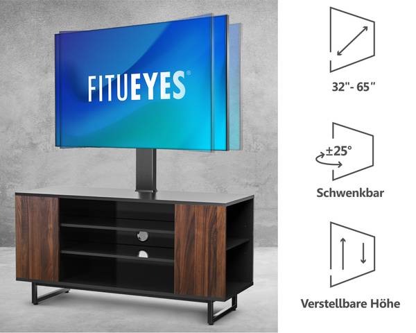 FITUEYES Schrank mit TV Halterung Schwarz - Massivholz - 40 x 137 x 107 cm