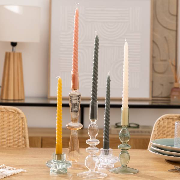 Kerzenständer TWIST MANY 4er-Set Grün - Wachs - 3 x 25 x 3 cm