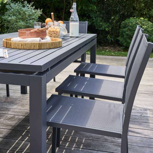Gartenset Galilee Grau - Metall - 90 x 76 x 240 cm