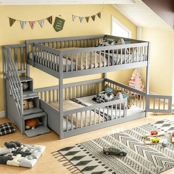 Einzelbett K-1974 Grau - Holzwerkstoff - 145 x 130 x 254 cm
