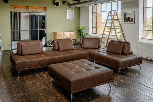Modulsofa mit Hocker WIOLO 3er Set Dunkelbraun