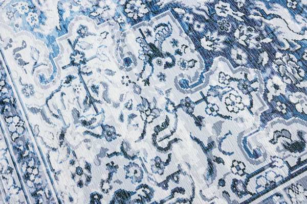 Teppich OLD MARRAKESCH Beige - Blau - Grau - Baumwollstoff - Flachgewebe - Polyester - Wolle - 230 x 160 cm