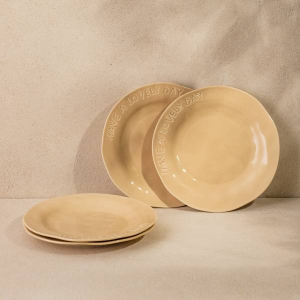 Dessertteller ISERNIA 4er-Set Beige - Porzellan - 20 x 2 x 20 cm