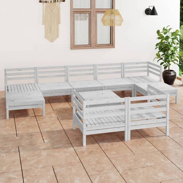 Garten-Lounge-Set 3010625 (10-teilig) Weiß - Kiefer - 64 x 29 x 64 cm