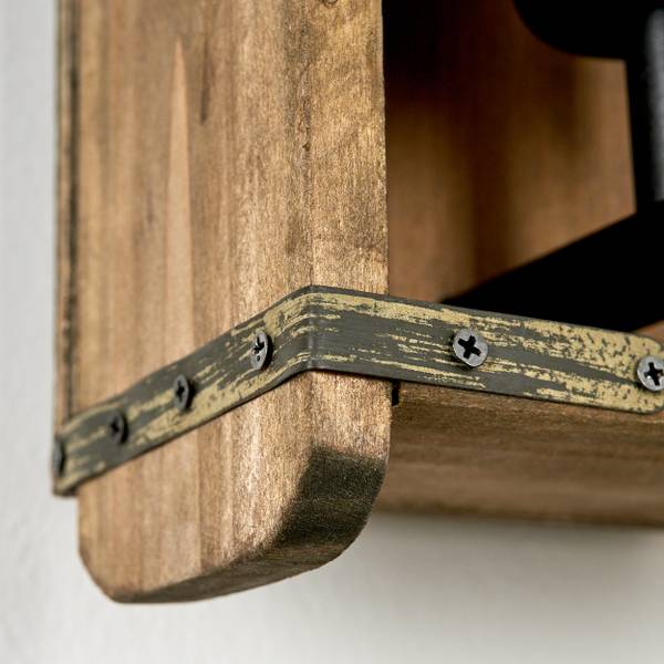 Wandleuchte Atid Beige - Schwarz - Braun - Holzwerkstoff - Metall - 15 x 31 x 15 cm