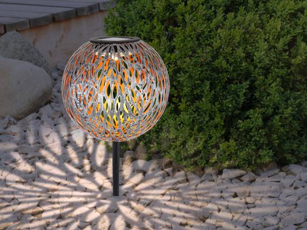 3er Set Solarkugeln Garten, Metall Gold - Silber - Metall - 18 x 54 x 18 cm