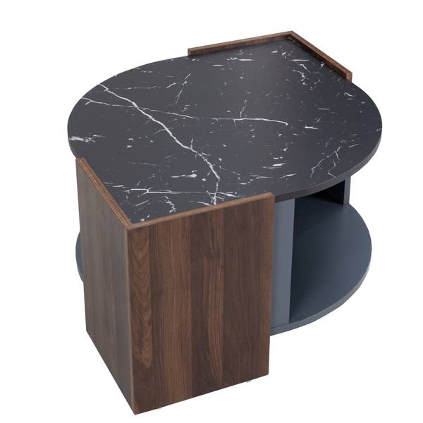 Salontafel MARBWoody Ⅱ zwart - bruin - plaatmateriaal op houtbasis - 63 x 40 x 97 cm