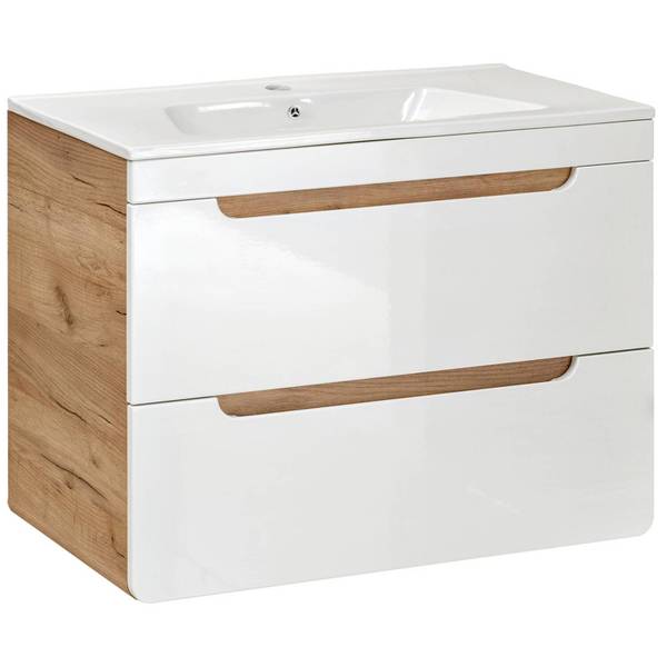 Badmöbel-Set LUTON-56-486 2er-Set Weiß - Holzwerkstoff - 81 x 200 x 46 cm