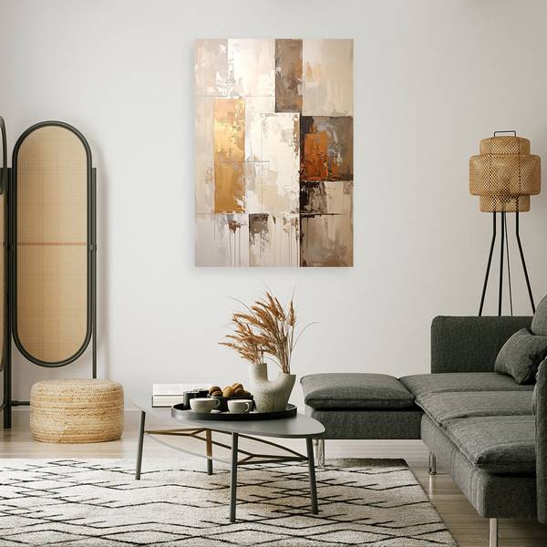 Wandbild Abstrakte Motive Beige - Polyester - 80 x 120 x 3 cm
