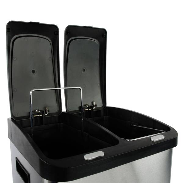 Mülleimer James Silber - Edelstahl - 33 x 77 x 33 cm