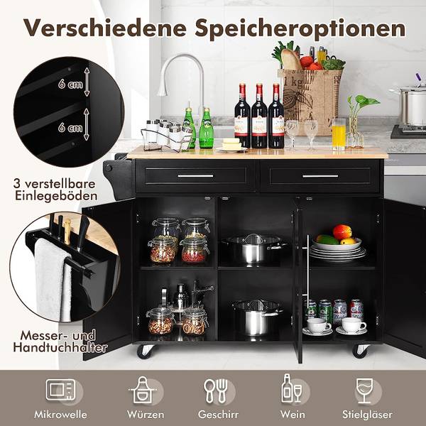 Küchenwagen auf Rollen Schwarz