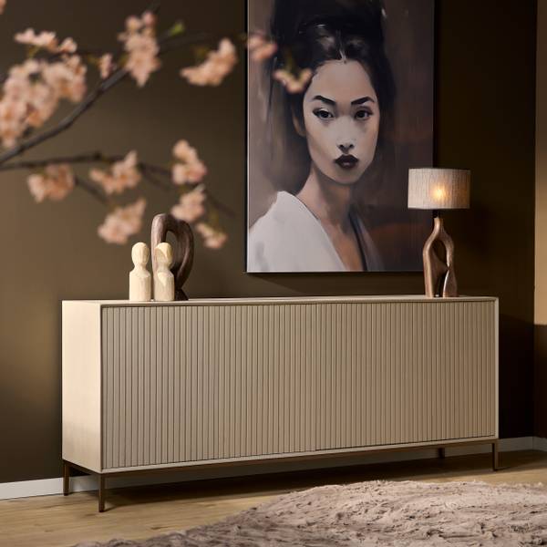 Sideboard MADISON Beige - Massivholz - 210 x 85 x 45 cm