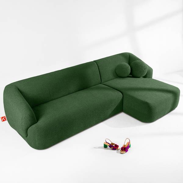 Hoekbank rechts VIRA groen - bouclé