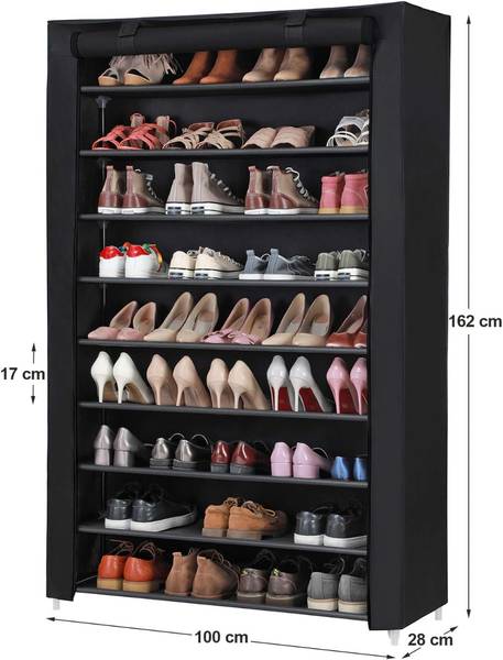 Schuhregal 100653 Schwarz - Stahl - 98 x 16 x 15 cm