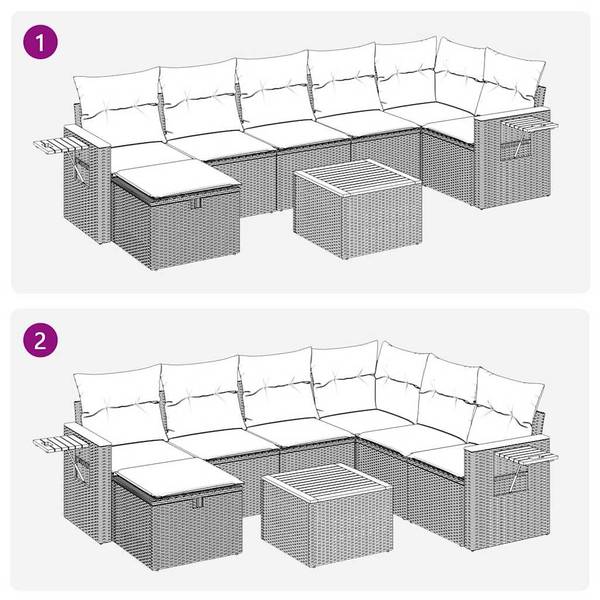 Garten-Lounge-Set 3036580-4 (8-teilig) Grau
