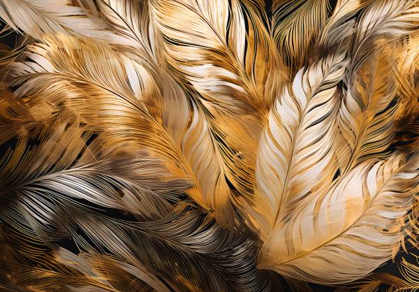 Vlies Fototapete Blätter Gold Glamour 368 x 254 cm - 130g Vlies