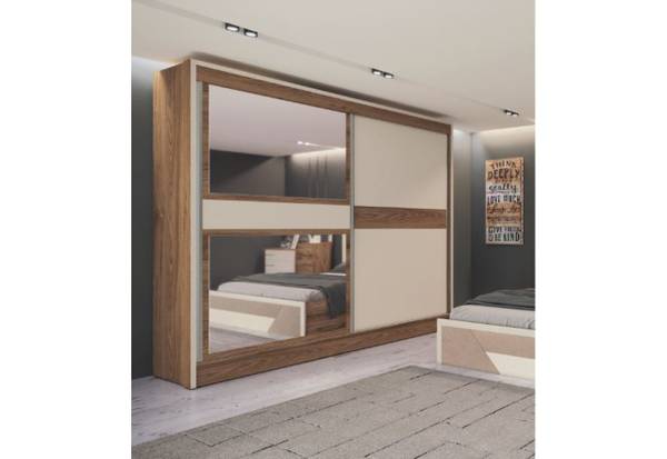 Set de chambre Monica-6pcs Beige - Marron - Bois manufacturé