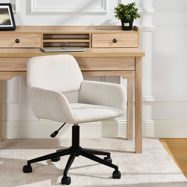 Bürostuhl Ross Kd Chenille BG BK Weiß - Chenille - 56 x 85 x 43 cm