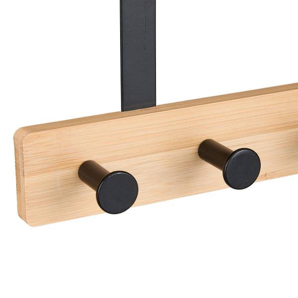Deurkapstok opdekdeur met 4 haken zwart - bruin - staal - 28 x 16 x 7 cm