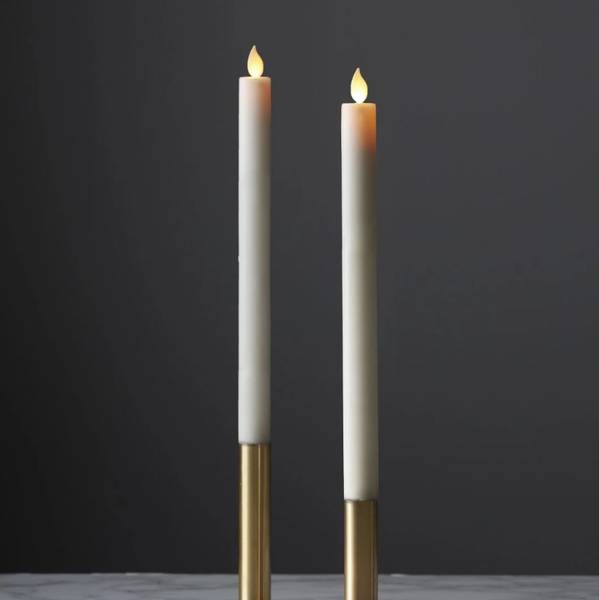LED-Kerze IDALIA 2er-Set Weiß - Naturfaser - 2 x 10 x 2 cm