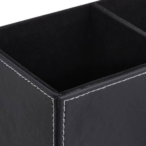 Schreibtisch Organizer in Lederoptik Schwarz - Weiß - Papier - Kunststoff - Textil - 23 x 12 x 11 cm