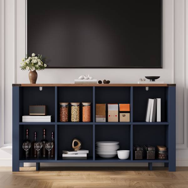 Küchenschrank LANMUD26 Ⅱ Blau - Holzwerkstoff - 140 x 75 x 34 cm