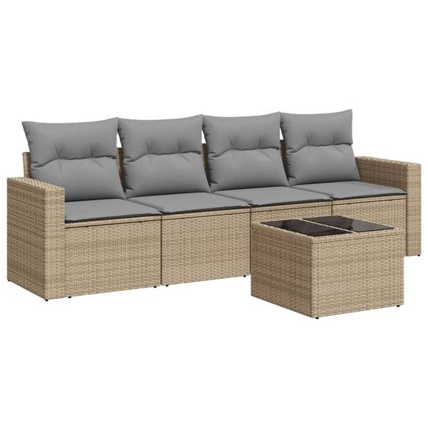 Garten Sofagarnitur 3034297-1 (5-teilig) Beige - Grau - Hellgrau