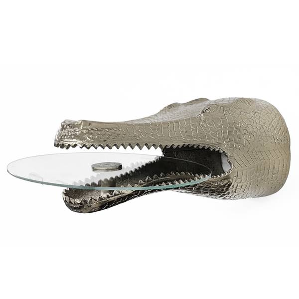 Hängetisch WILDLIFE CROCODILE Silber - Glas - Metall - 46 x 24 x 61 cm