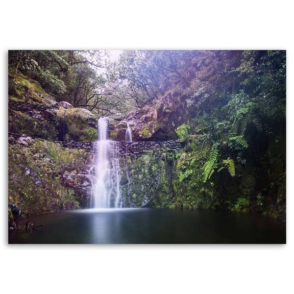 Wandbild wasserfall im wald 90 x 60 cm