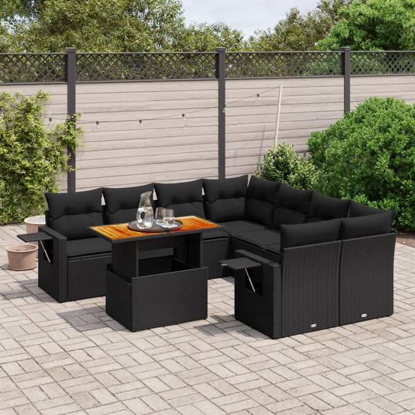Garten-Lounge-Set 3037086-1 (9-teilig) Schwarz