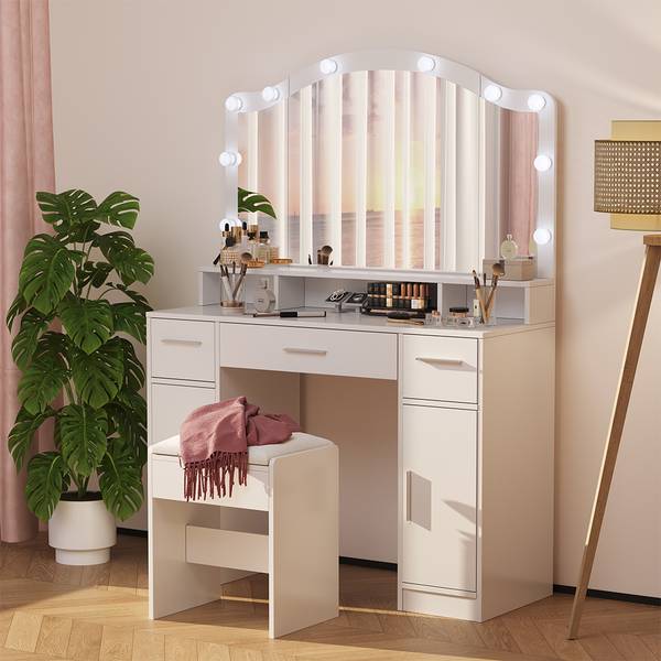 Coiffeuse Lumira 54731 Blanc - Bois manufacturé - 110 x 151 x 40 cm