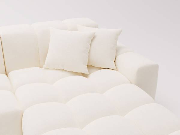 Ecksofa LOOPO Creme - Armlehne beidseitig montierbar - Ecke davorstehend rechts - Ottomane davorstehend rechts