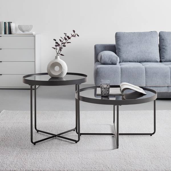 Couchtisch EMMY Schwarz - Glas - Metall - 55 x 55 x 55 cm