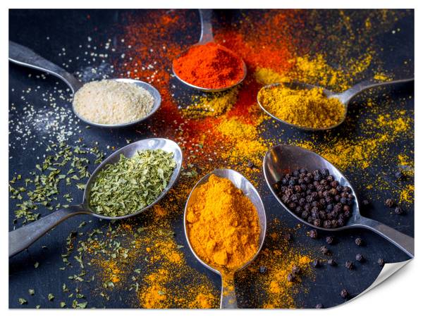 Fototapete Gewürzlöffel Curry Kurkuma 250 x 175 x 175 cm