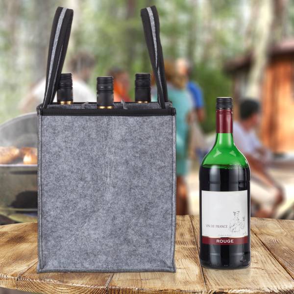 Filz Flaschentasche für 9 Weinflaschen Schwarz - Grau - Filz - 24 x 45 x 24 cm