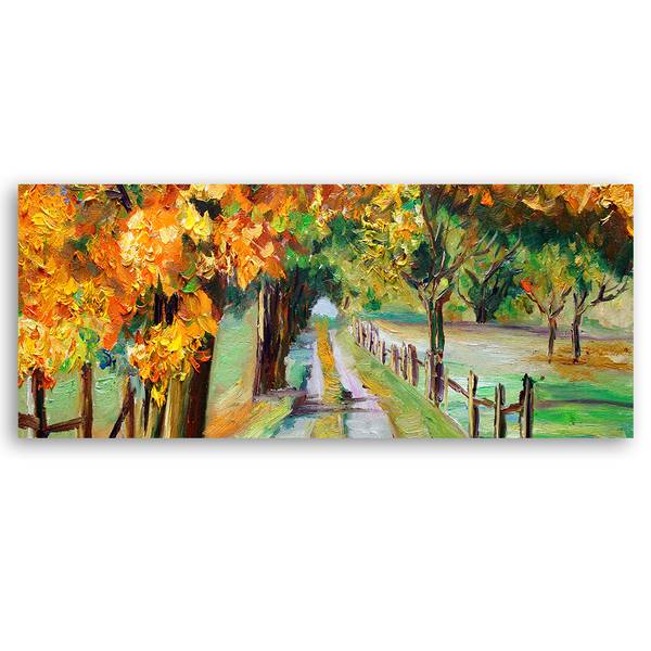 Wandbild herbstliche bäume gemalt 90 x 30 cm