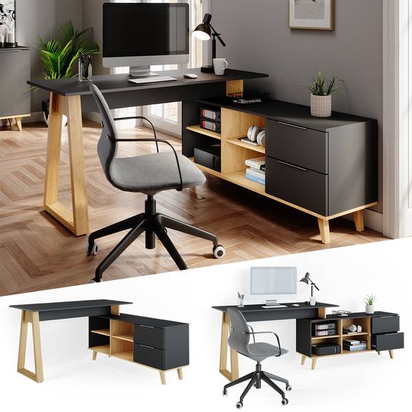 Schreibtisch Nautica 36904 Grau - Holzwerkstoff - 138 x 77 x 60 cm