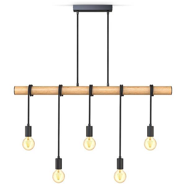 Holz Pendelleuchte BKL1339 Schwarz - ABS - 1 x 103 x 90 cm