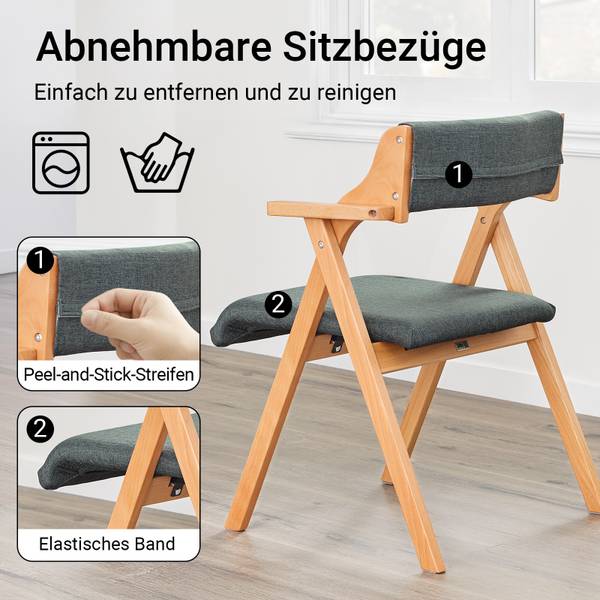Klappstuhl FST98-SG Dunkelgrau - 78 x 56 cm - Massivholz