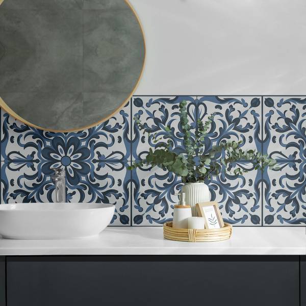 Fliesen Blumen Ornament 4er Set 50 x 50 cm