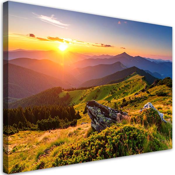 Wandbild Landschaften Grün - Polyester - 90 x 60 x 3 cm