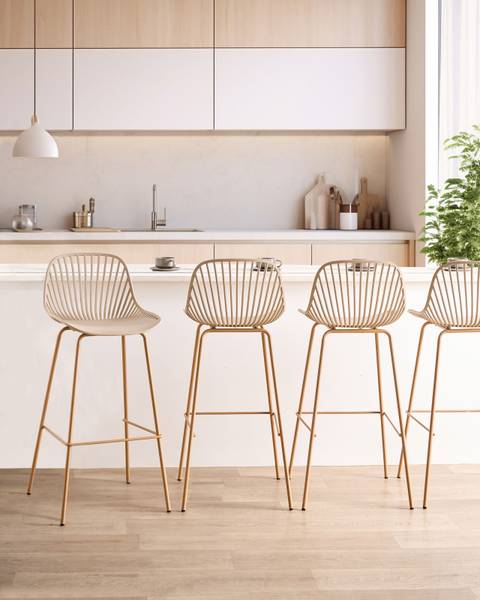 Hocker KLEVE 4-tlg Beige - Braun - Hellbraun