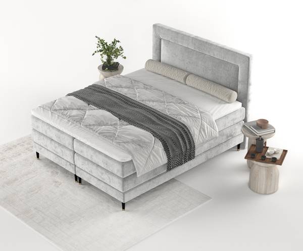Boxspringbett Madame Grau - Liegefläche Breite: 180 cm