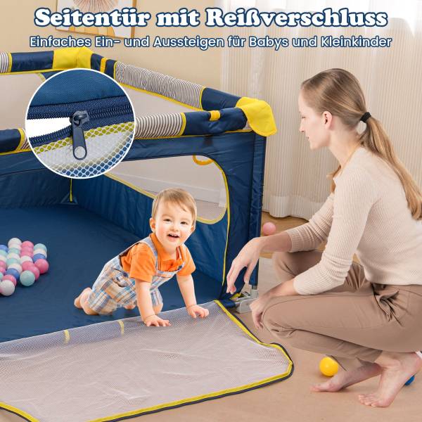 Faltbarer Baby Laufstall UY10119BL Blau - Metall - 127 x 72 x 127 cm