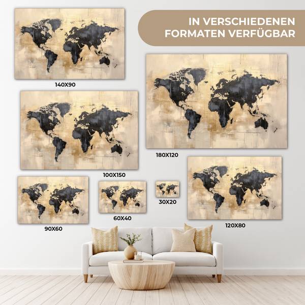 LEINWANDBILD Weltkarte Kupfer - 120 x 80 cm
