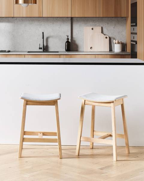 Hocker DIXON 2-tlg Braun - Grau - Hellgrau