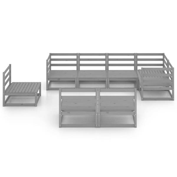 Salon de jardin 3009797-1 (lot de 8) Gris - Pin - 70 x 67 x 70 cm
