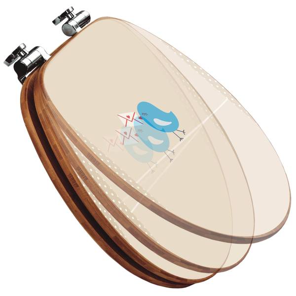 WC-Sitz mit Absenkautomatik Liebesbrief Beige - Bambus - Holzwerkstoff - 38 x 5 x 49 cm