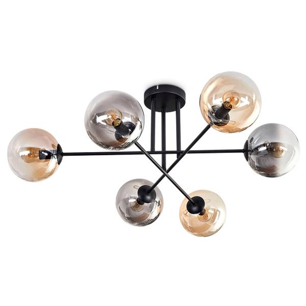 Deckenleuchte Fossobiubo Grau - Orange - Aluminium - Klarglas - 70 x 29 x 70 cm