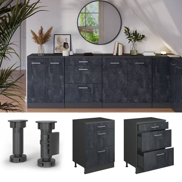 Erweiterungskommode Rion 60758 Grau - Chrom - 60 x 84 x 46 cm
